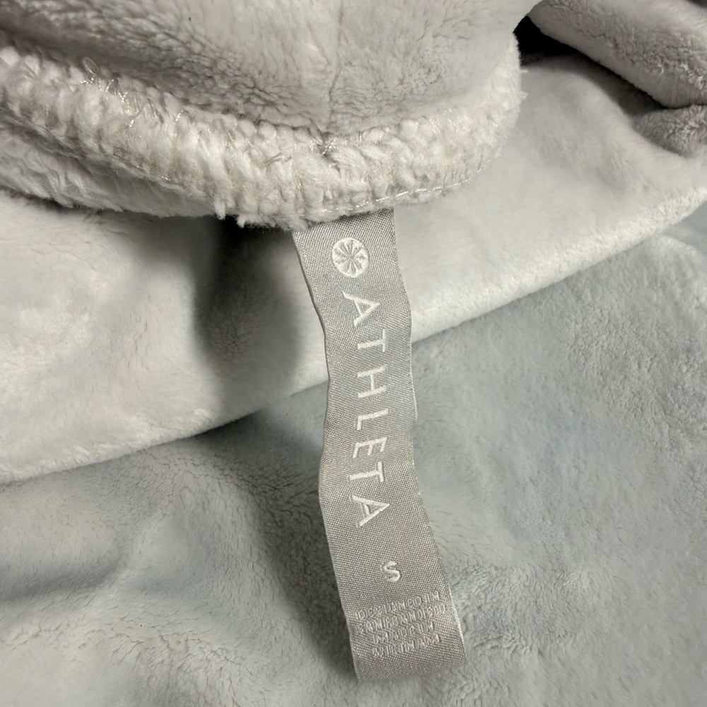 Athleta White Plush Fleece Cowl Neck Pullover | Size Small